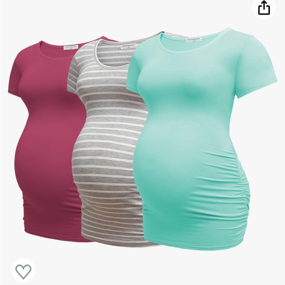 Lot of 3 Classic Side-Ruched Maternity T-Shirts, Like New! XXL